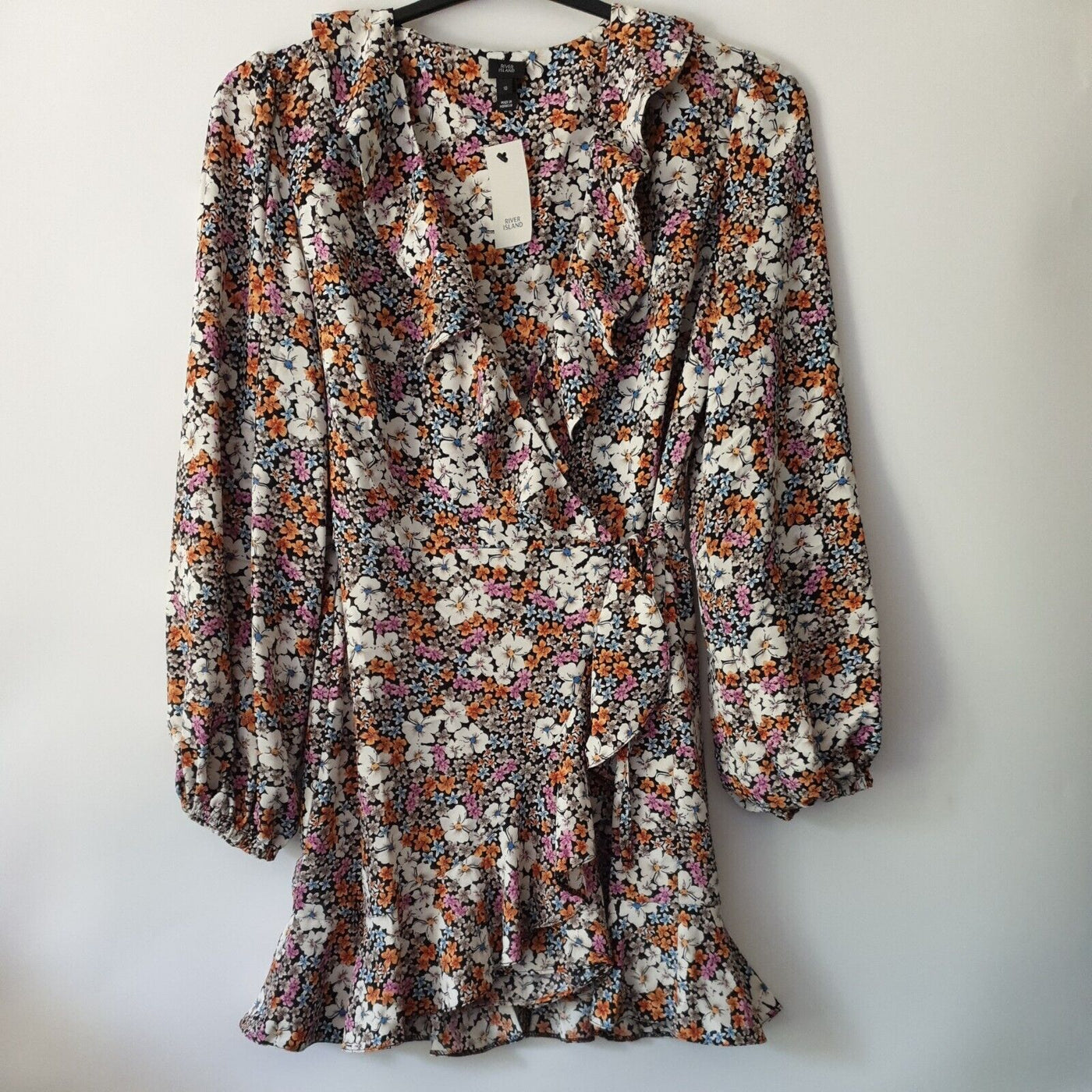 River Island Floral Print Dress/ playsuit Frill Uk10****Ref V26