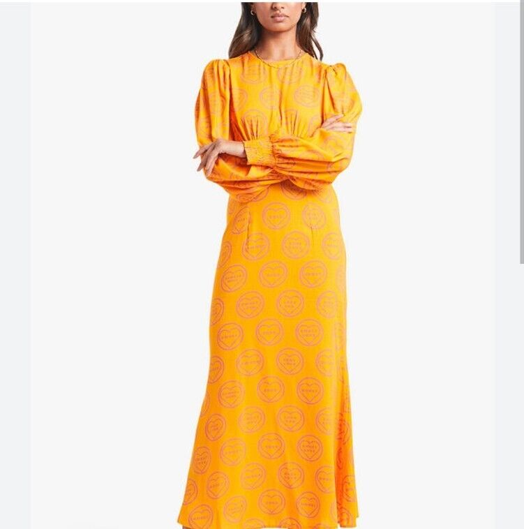 Never Fully Dressed Orange Sweetheart Midi Dress Size UK 6 **** V209