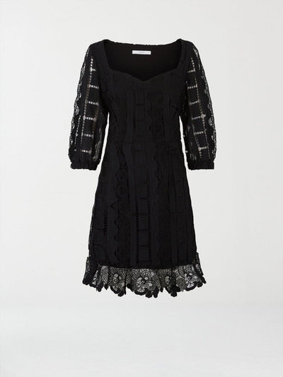 Michelle Keegan Crochet Lace Skater Dress - Black. UK 16
