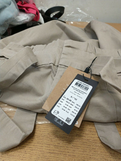 Vero Moda Eva HR Loose Paper bag Cot Pant. Ladies S/32". Silver Mink. Ref Y12