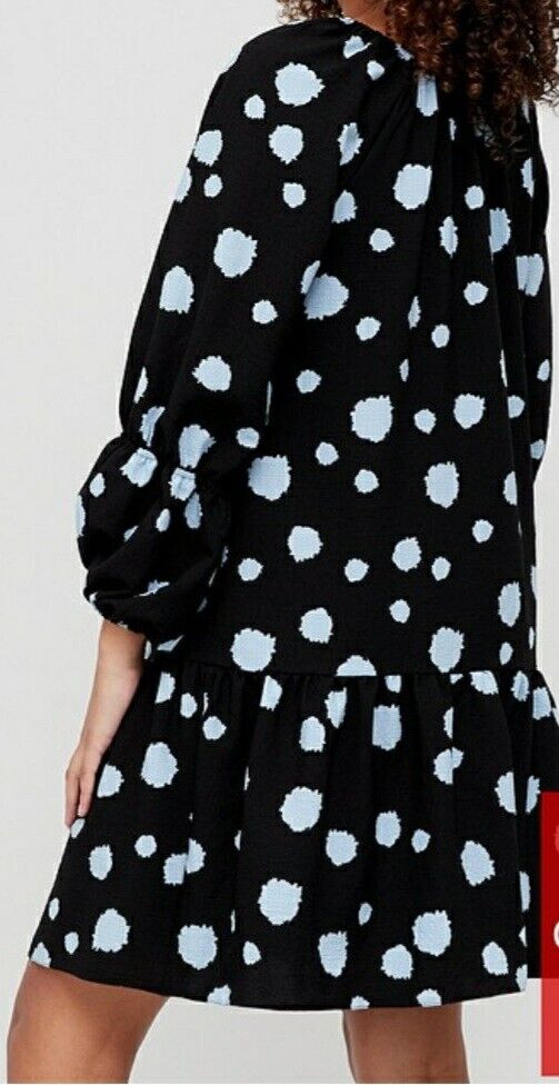 Tiered Sleeve Swing Dress Blue Spot UK 14 ****Ref V476