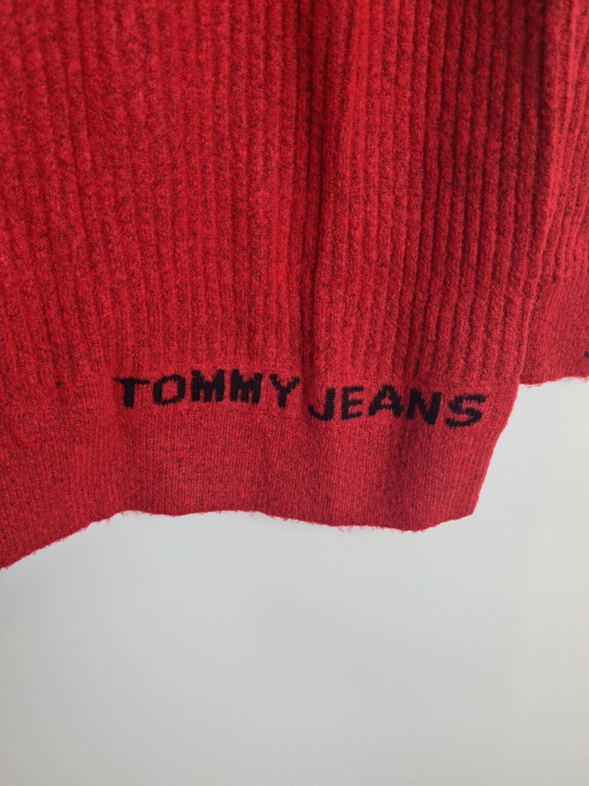 Tommy Hilfiger Lofty Red Turtleneck Logo Side Sweater Size XS **** V294