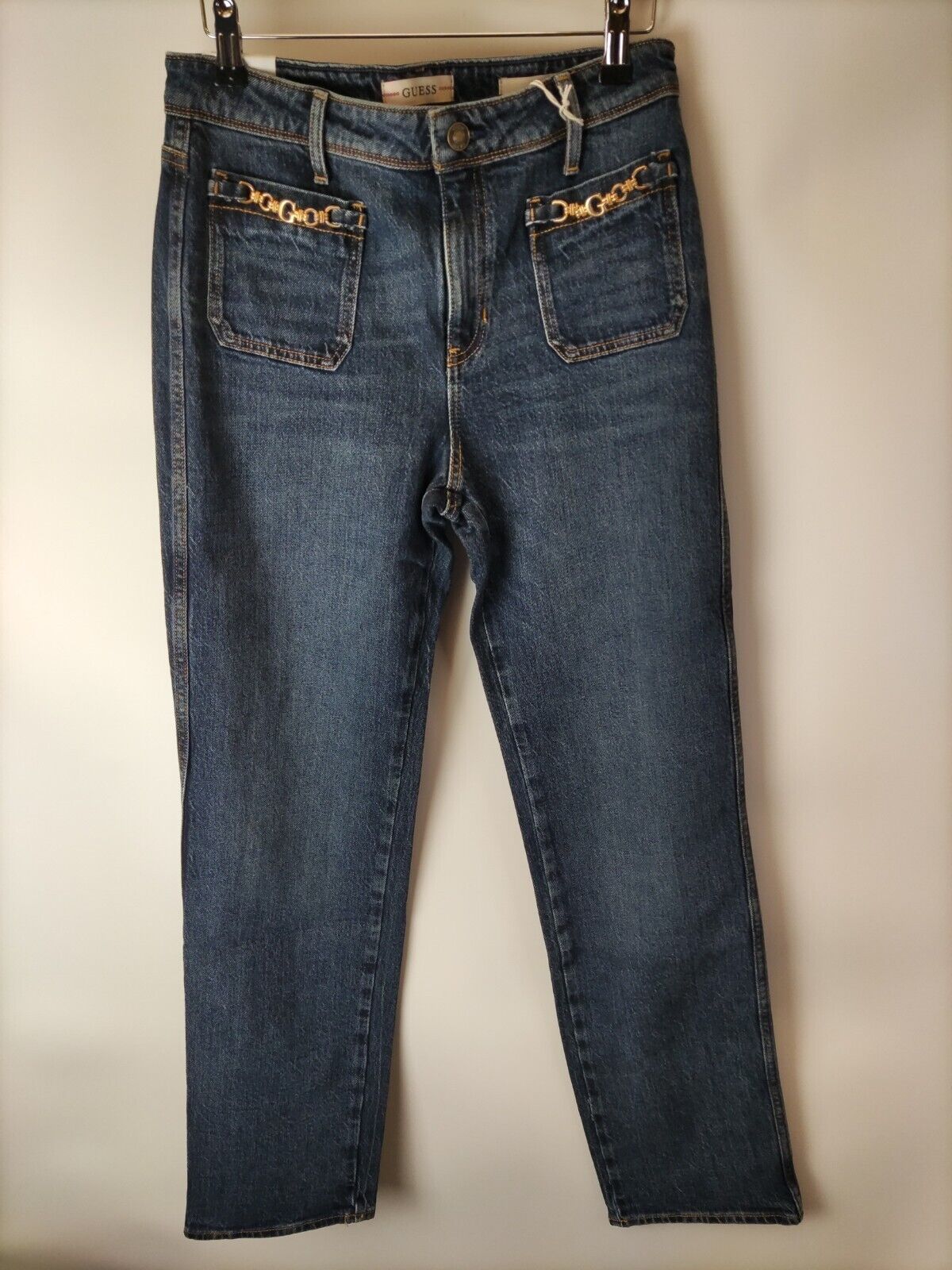 Guess 1981 Straight Leg Jean With Buckle Detail. Navy. Size 28W. ****V30