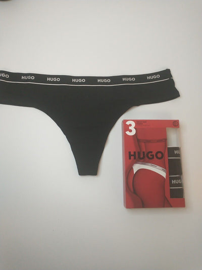 Hugo Boss Pack Of 3 Waistband Thongs In Stretch Cotton - Black. UK XXL **** V167