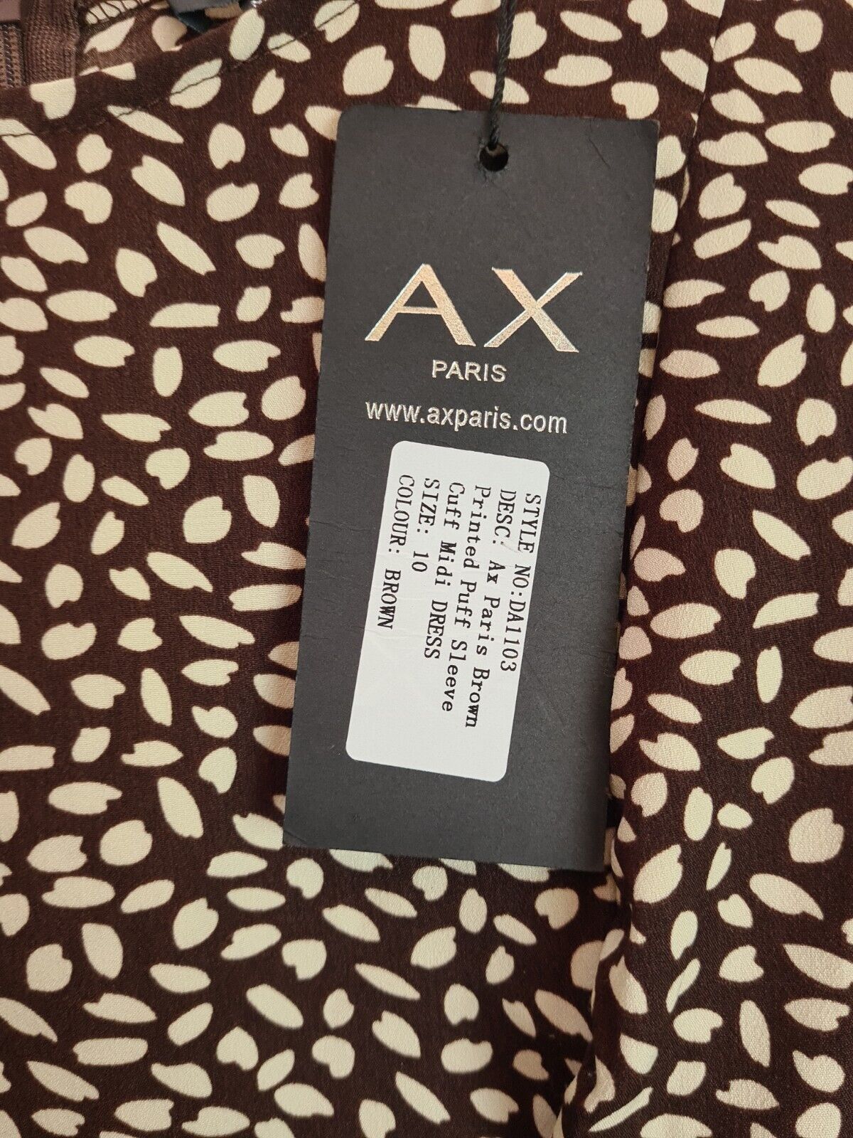 AX Paris Brown Printed Long Sleeve Split Leg Midi Dress Size UK 10 **** V313