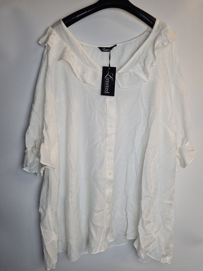 Yours Limited Collection Curve White Button Frill Blouse Size 20 **** V166