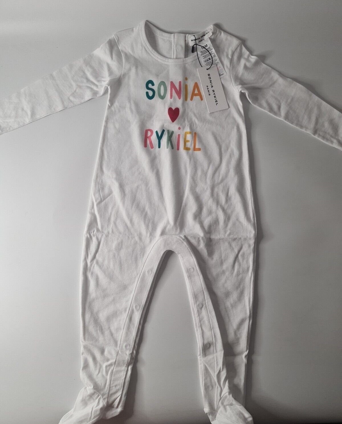 Sonia Rykiel White Marina Baby Grow Sleepsuit Size 6 Months