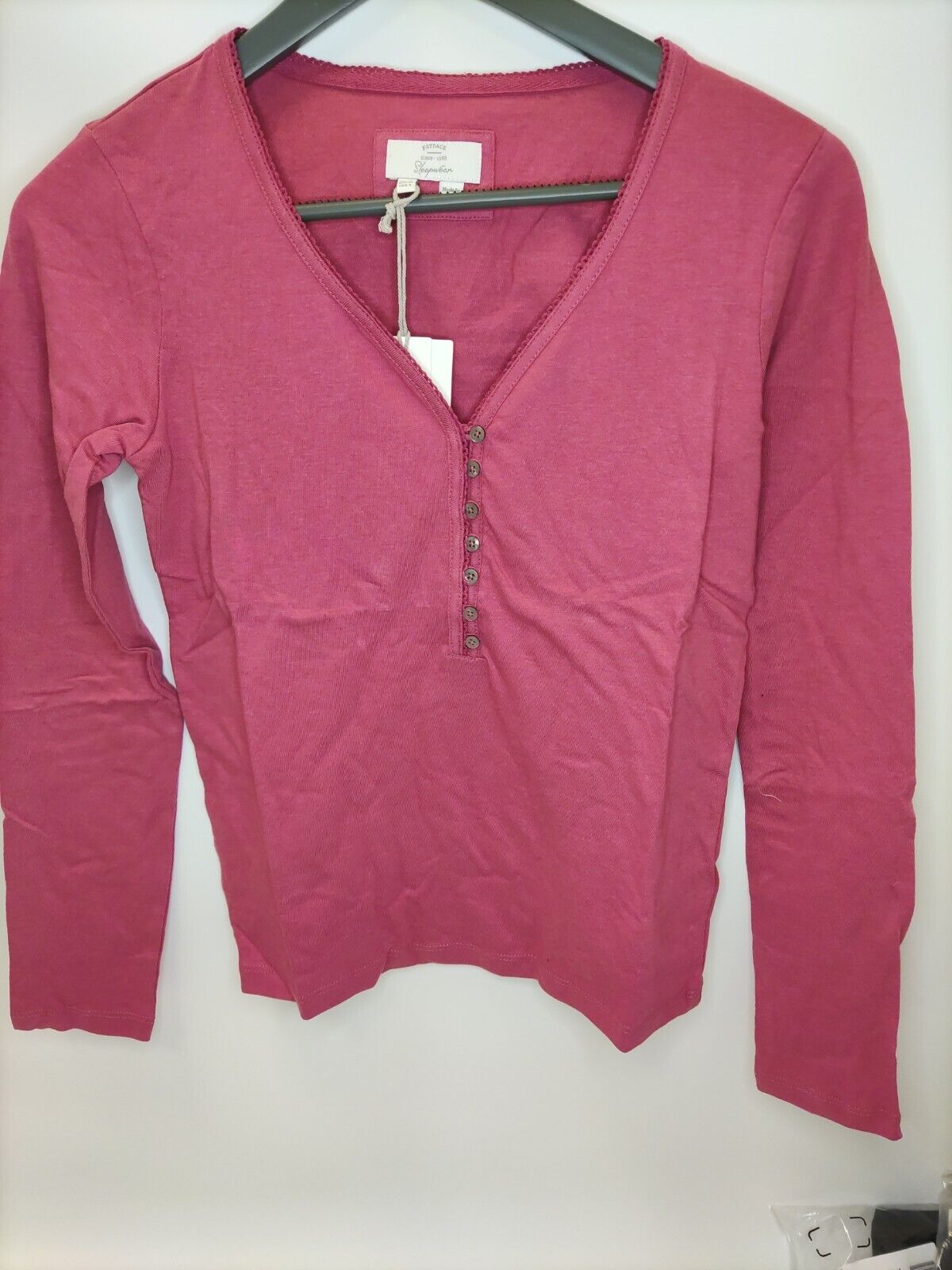 Fatface Sleepwear Lily Henley Top. UK Size 8. Warm Pink. ****V520