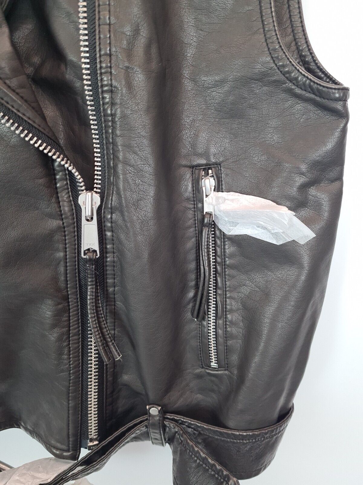 Free People Black Emilia Leather Vegan Vest Size UK Medium **** V28