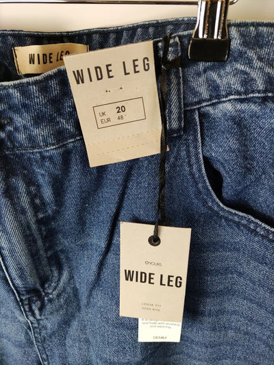 Yours Wide Leg Loose Fit High Rise Jeans. Dark Blue. UK 20. ****V229