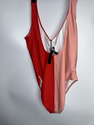 Allsaints Mai Split Colour Block Swimsuit-Pink/Red.UK Large ****Ref V79