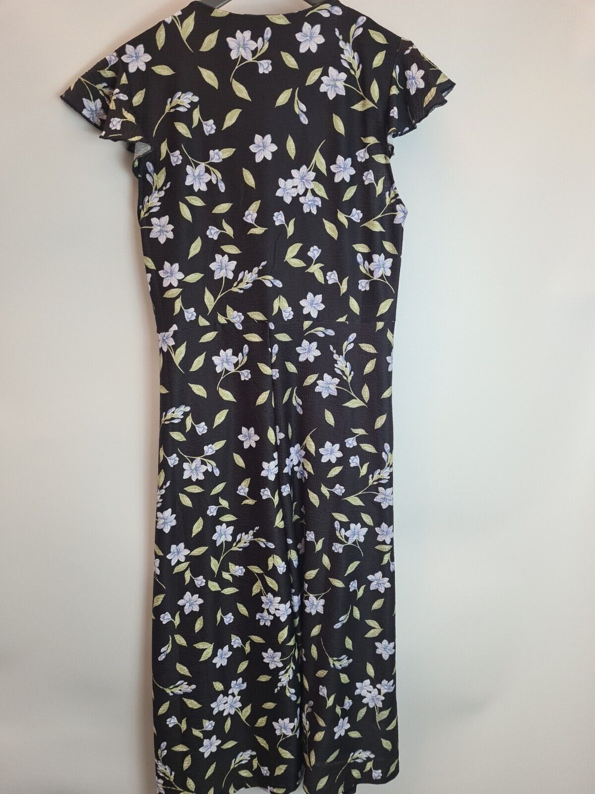 River Island Black Floral Maxi Dress Open-Tie Front Size UK 14 **** V71