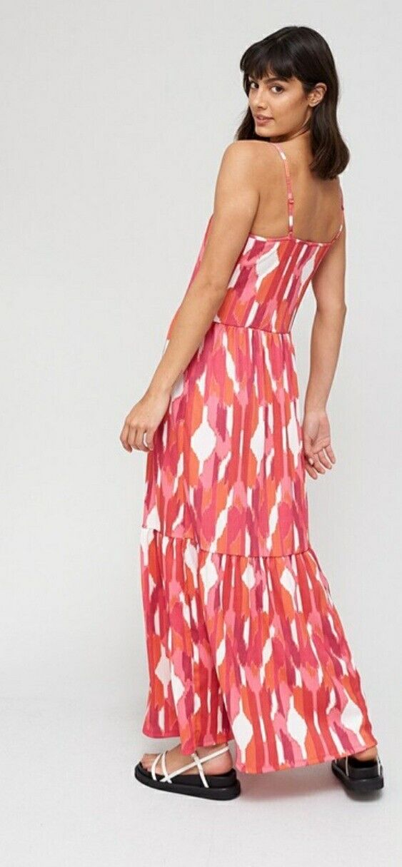 Jersey Strappy Maxi Dress Print Uk10****Ref V416