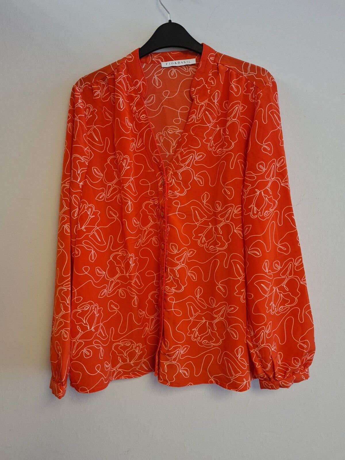 Fig And Basil Blouson Sleeve Button Front Blouse Orange Size 18 Ref****V509