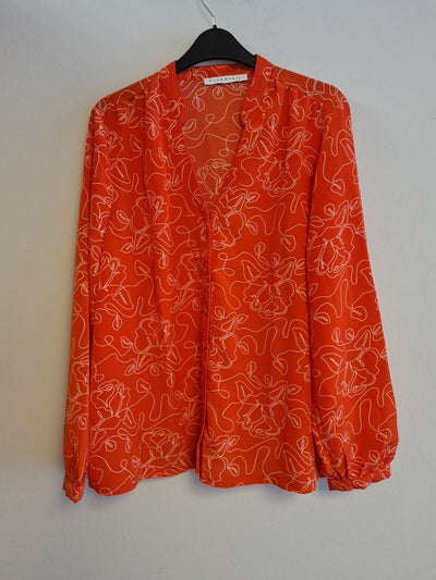 Fig And Basil Blouson Sleeve Button Front Blouse Orange Size 18 Ref****V509