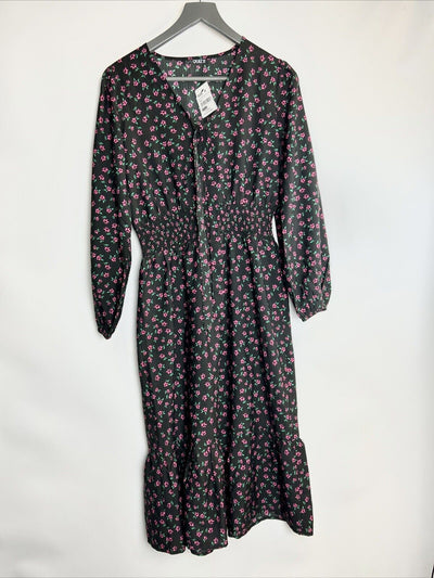 Quiz Black Floral Dress. UK 8 **** V42