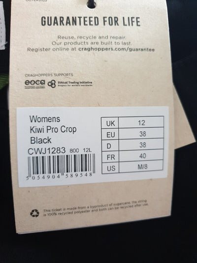 Craghoppers Kiwi Pro Crop Walking Trousers Black Size 12****Ref V376