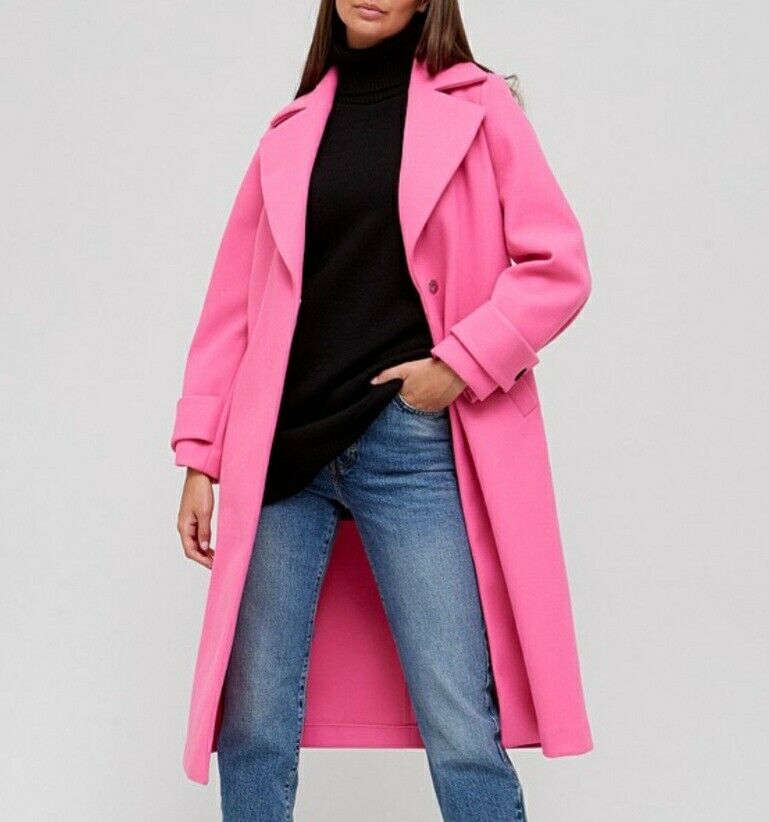 Womens Single Breasted coat- Pink. Uk10