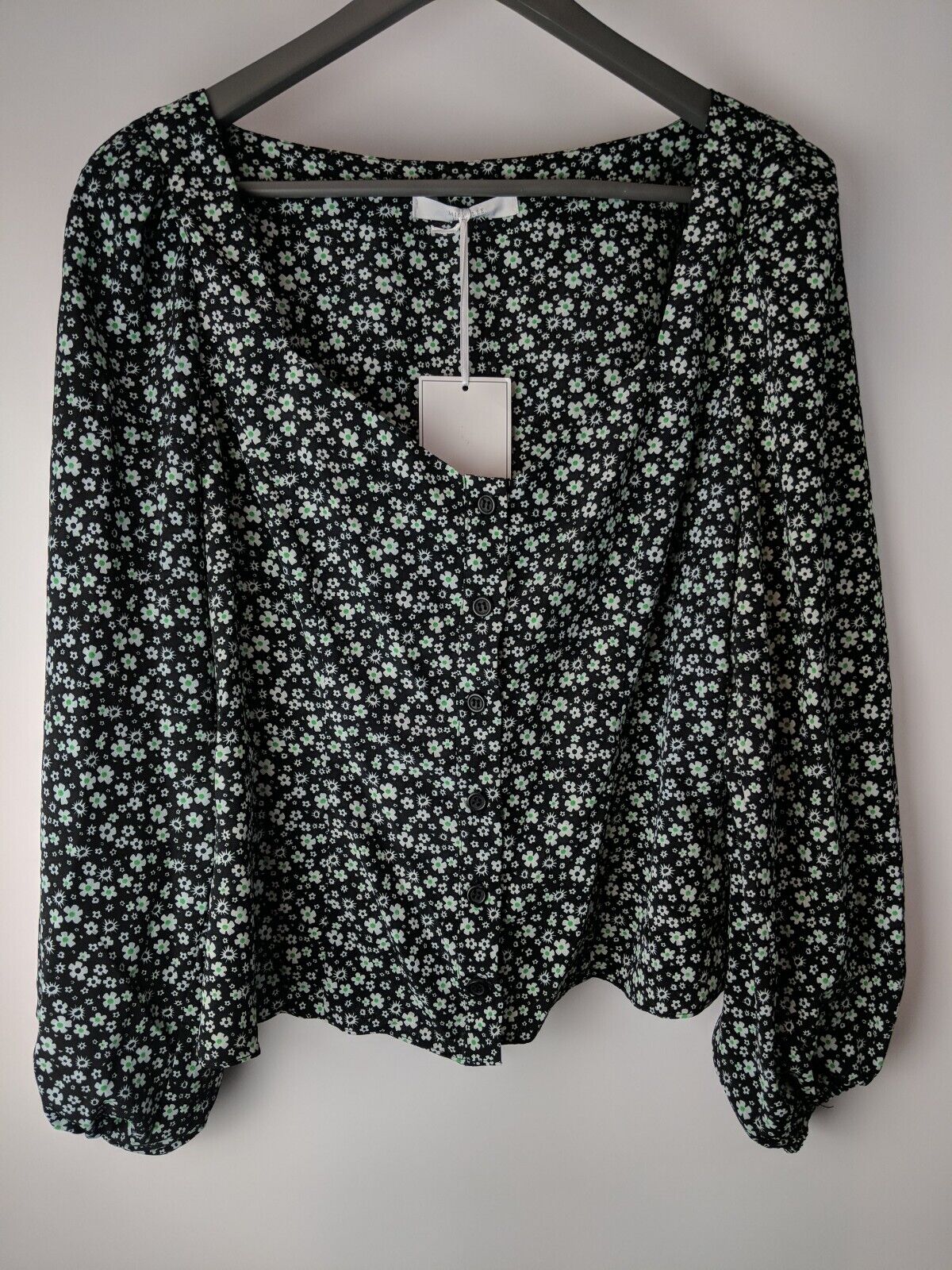 Michelle Keegan Sweetheart Printed Blouse Black Floral Size 18