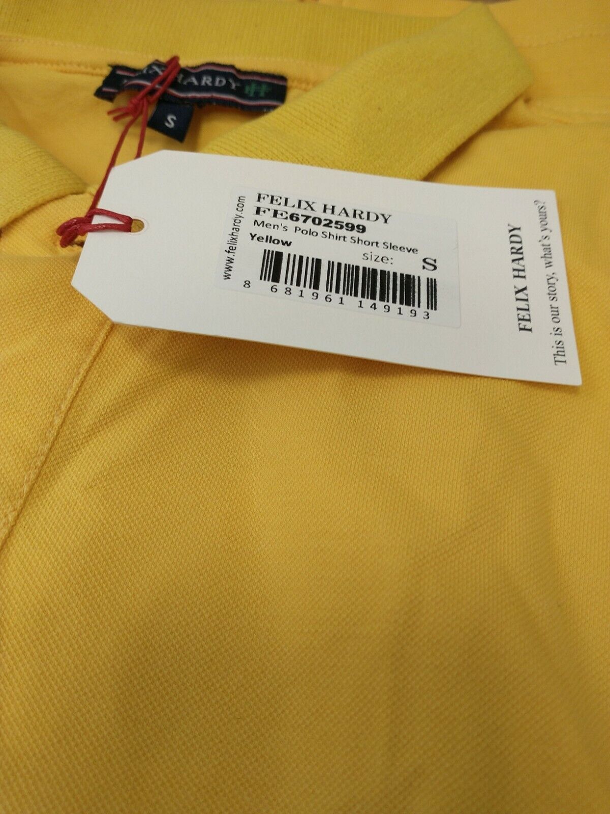 Felix Hardy Mens Size Small Yellow Polo T Shirt. New Ref R6