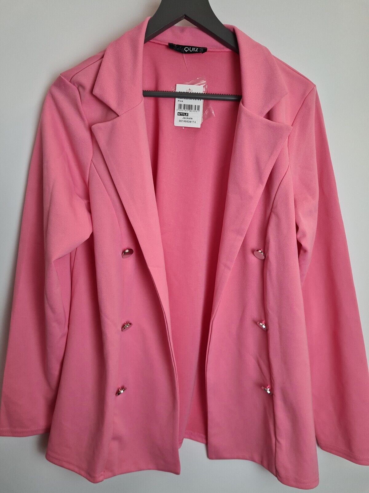 Quiz Pink Scuba Crepe 6 Button Blazer Size 12 **** V262