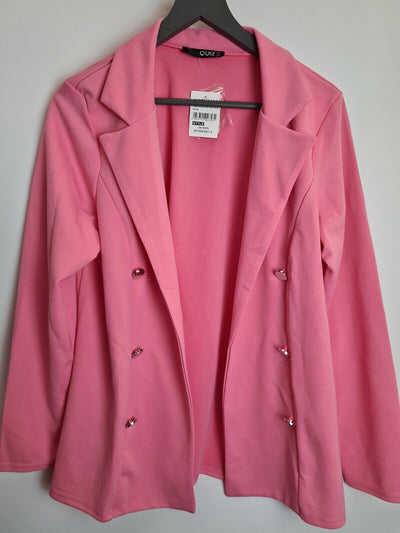 Quiz Pink Scuba Crepe 6 Button Blazer Size 12 **** V262