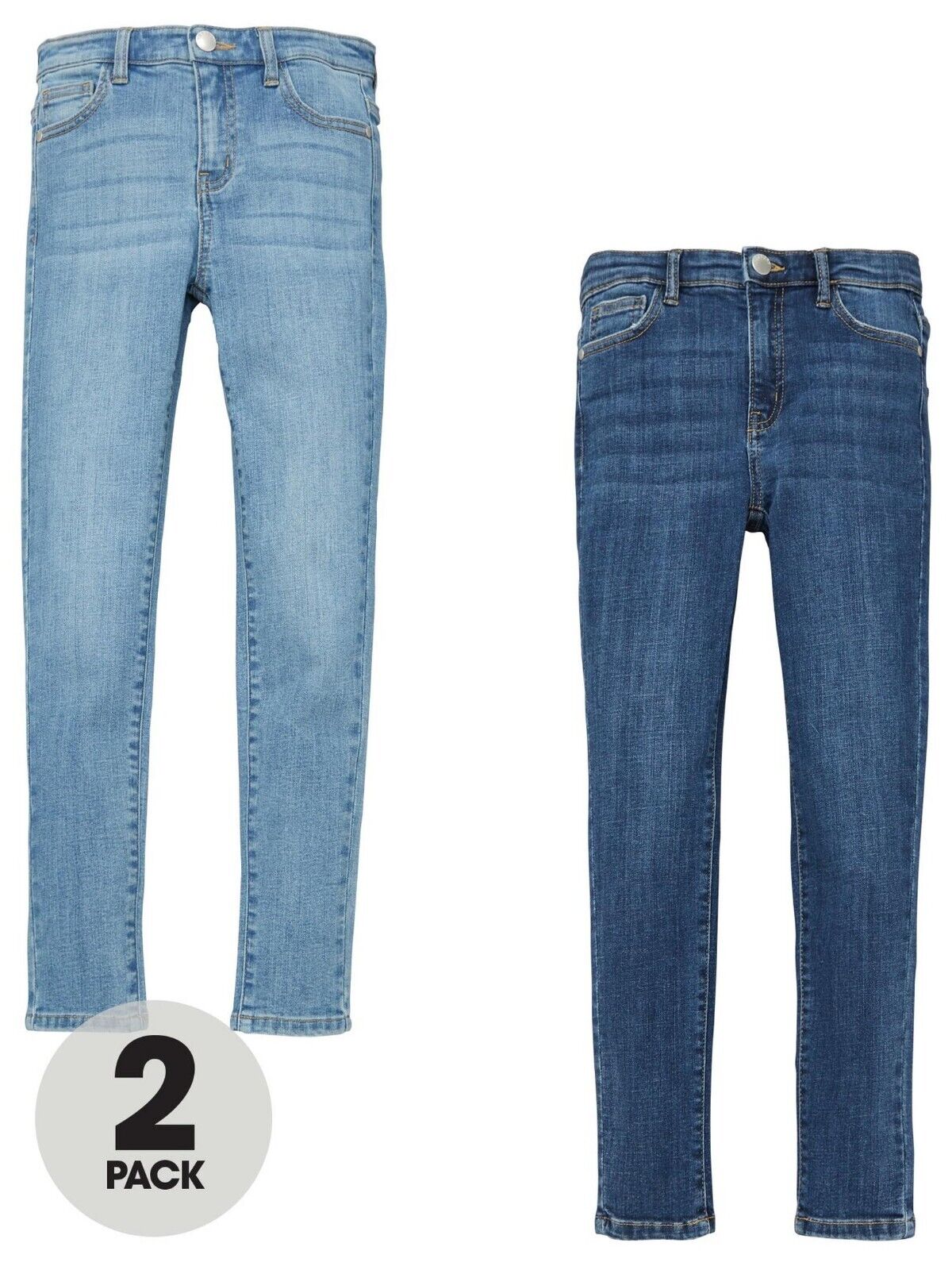 Girls 2 Pack Skinny Jeans - Blue. UK 9 Years **** Ref V486