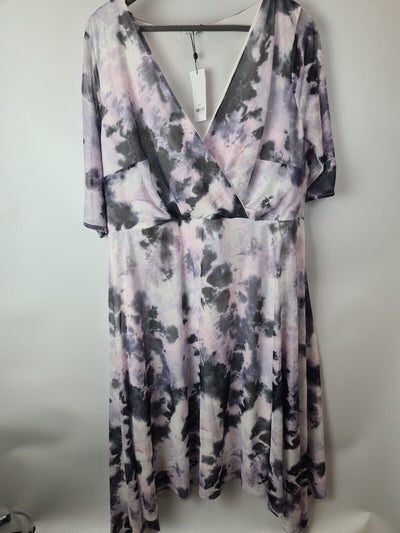 YOURS LONDON Curve Pink Marble Print Wrap Dress Size 22 **** V29