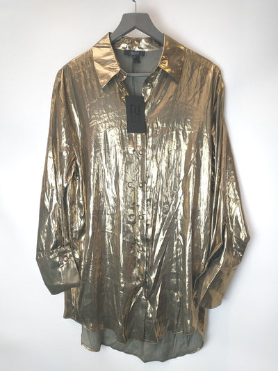 River Island Gold Shirt. UK Medium **** Ref V111