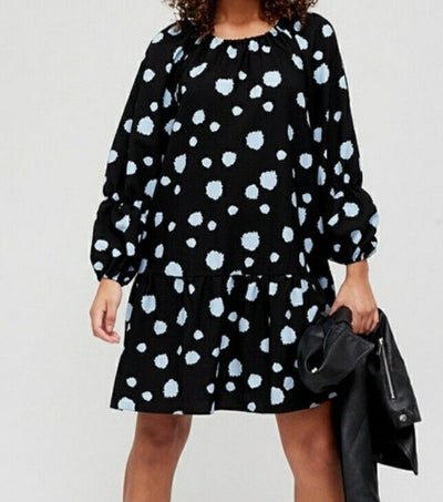 Tiered Sleeve Swing Dress Blue Spot Uk12****Ref V378