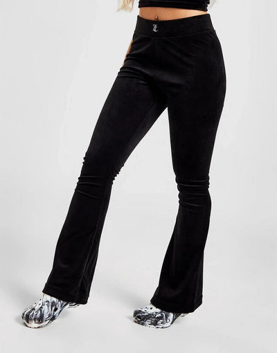 Juicy Couture Diamante Velour Flared Black Joggers Size Small *** V345