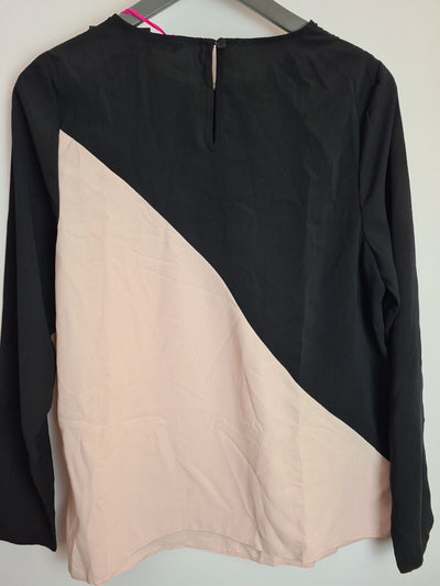 Womens Colour Block Shell Black/Cream Blouse Size 12 **** V388