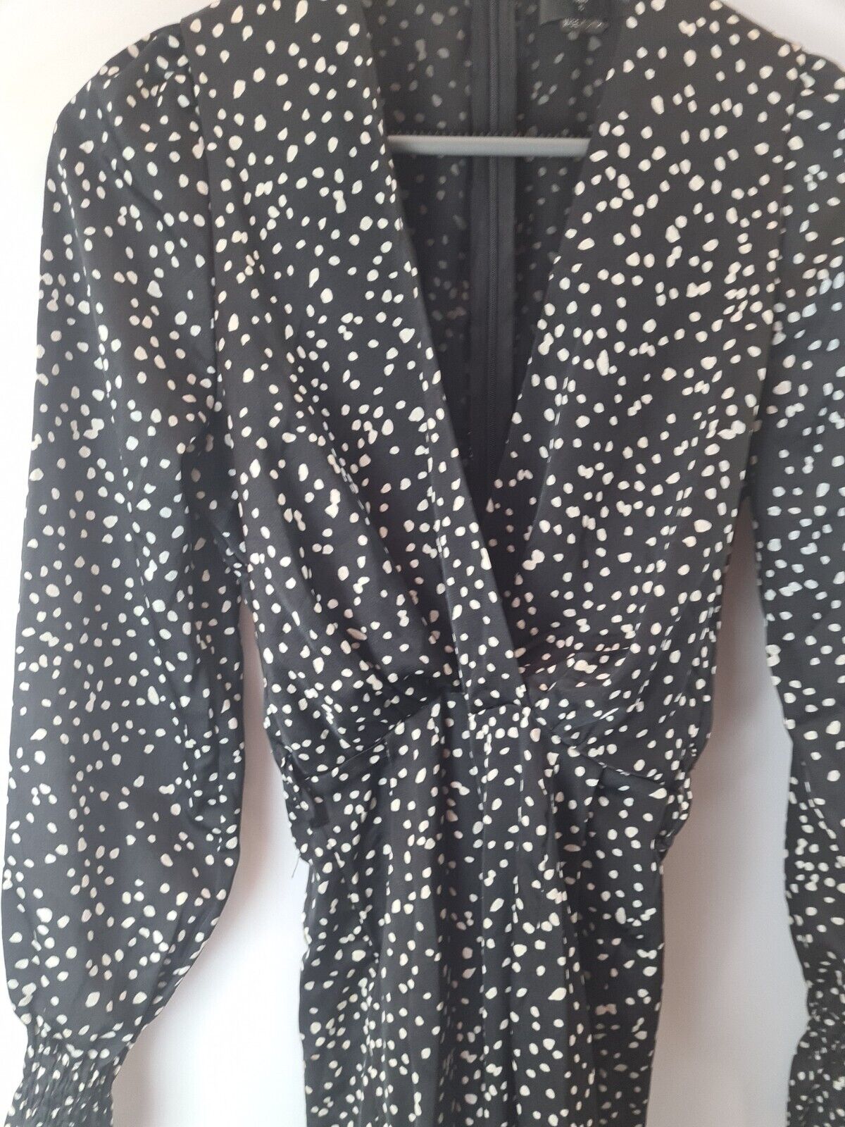 AX Paris Black Polka Dot Belted Jumpsuit Size 6 **** V30