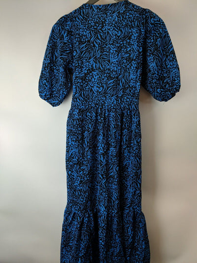 Brave Soul Blue Animal Printed Wrap Midi Dress Size Small **** V30I