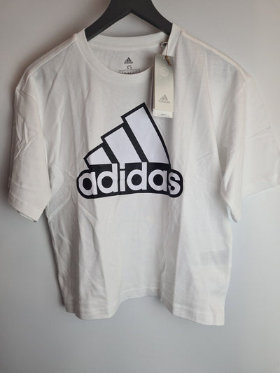 Adidas Essentials Logo Boxy White T-Shirt Size XSmall **** V87