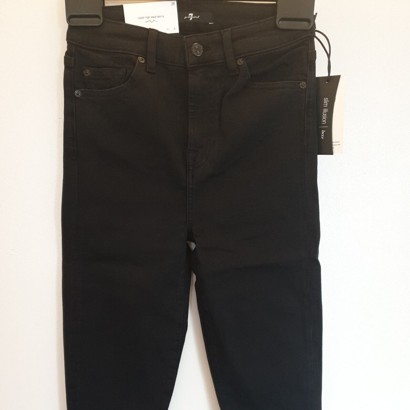 For All Mankind Aubrey Slim Illusion Luxe Gravity Jeans Black Size 26 **** SW13