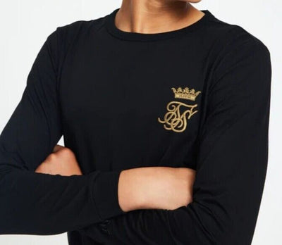 Siksilk Boys Messi Black Long Sleeve Logo T-Shirt Size 13-14 Years **** V341