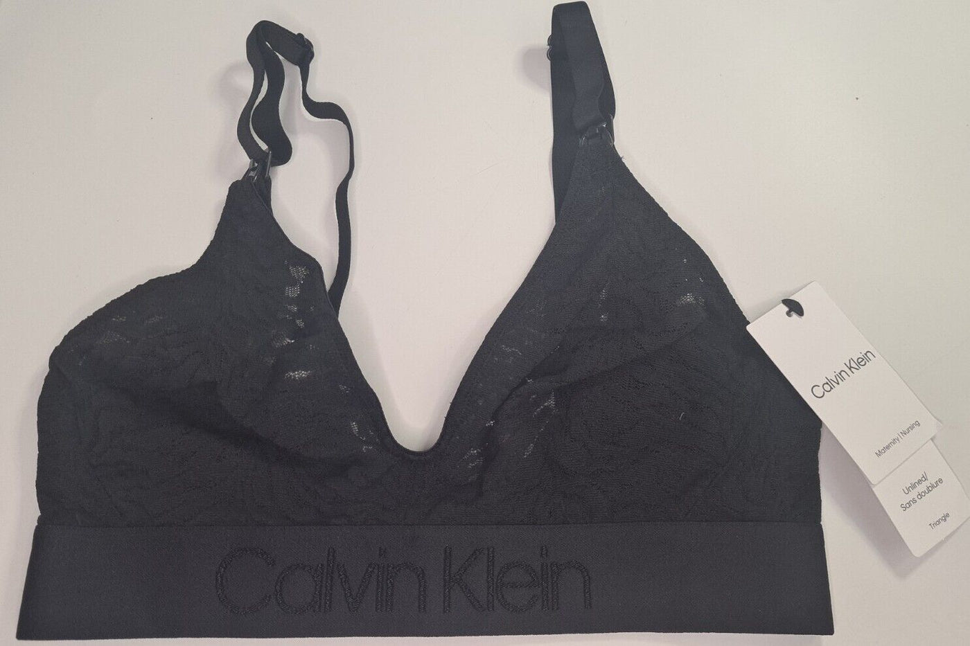 Calvin Klein Maternity Unlined Triangle Lace Black Bra Size XSmall **** VA1