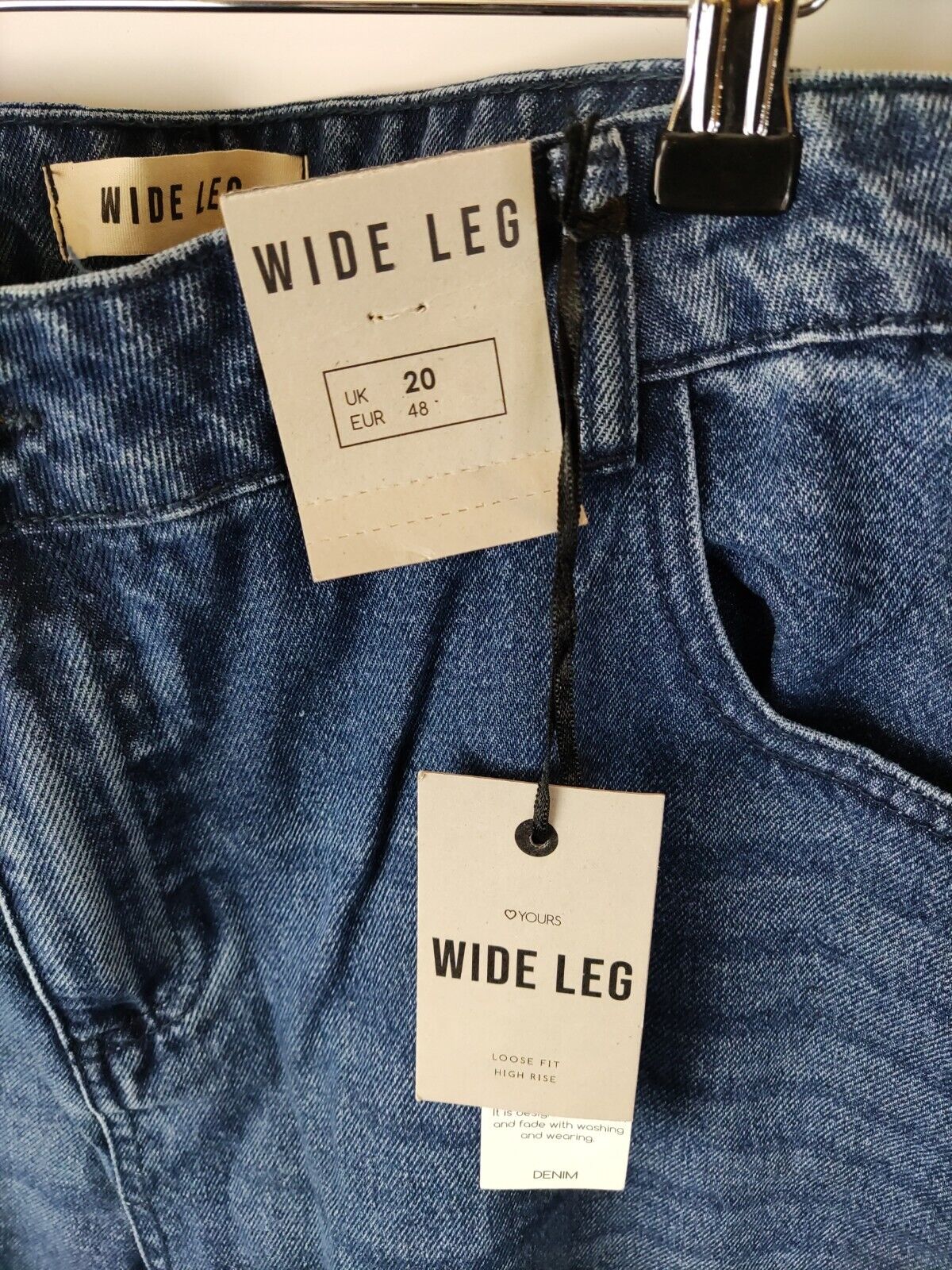 Yours Wide Leg Loose Fit High Rise Jeans. Dark Blue. UK 20. ****V262