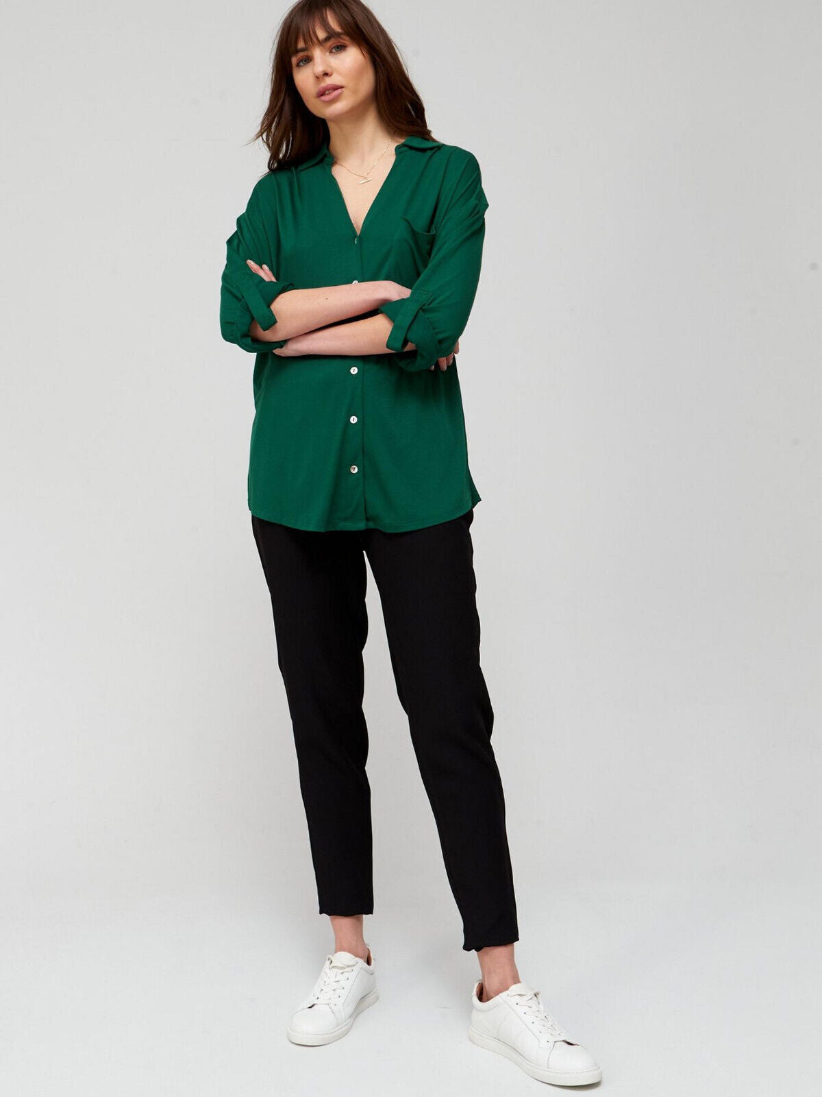 Cupro Relaxed Shirt - Green. UK 12. **** V468