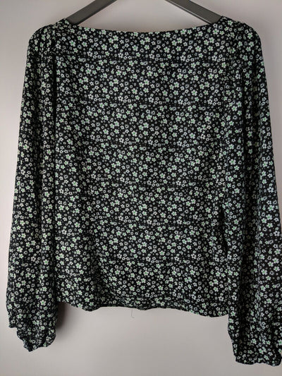 Michelle Keegan Sweetheart Printed Blouse Black Floral Size 6 **** V9