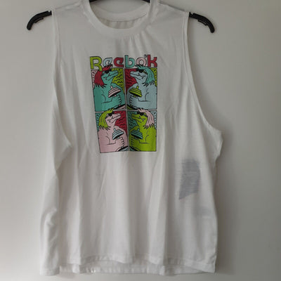 Reebok Tshirt Muscle Graphic Tank-quirky White Uk2XL****Ref V26