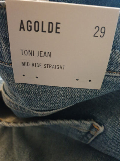 Agolde Toni Mid-Rise Straight Jean - Precipice. UK Size 29