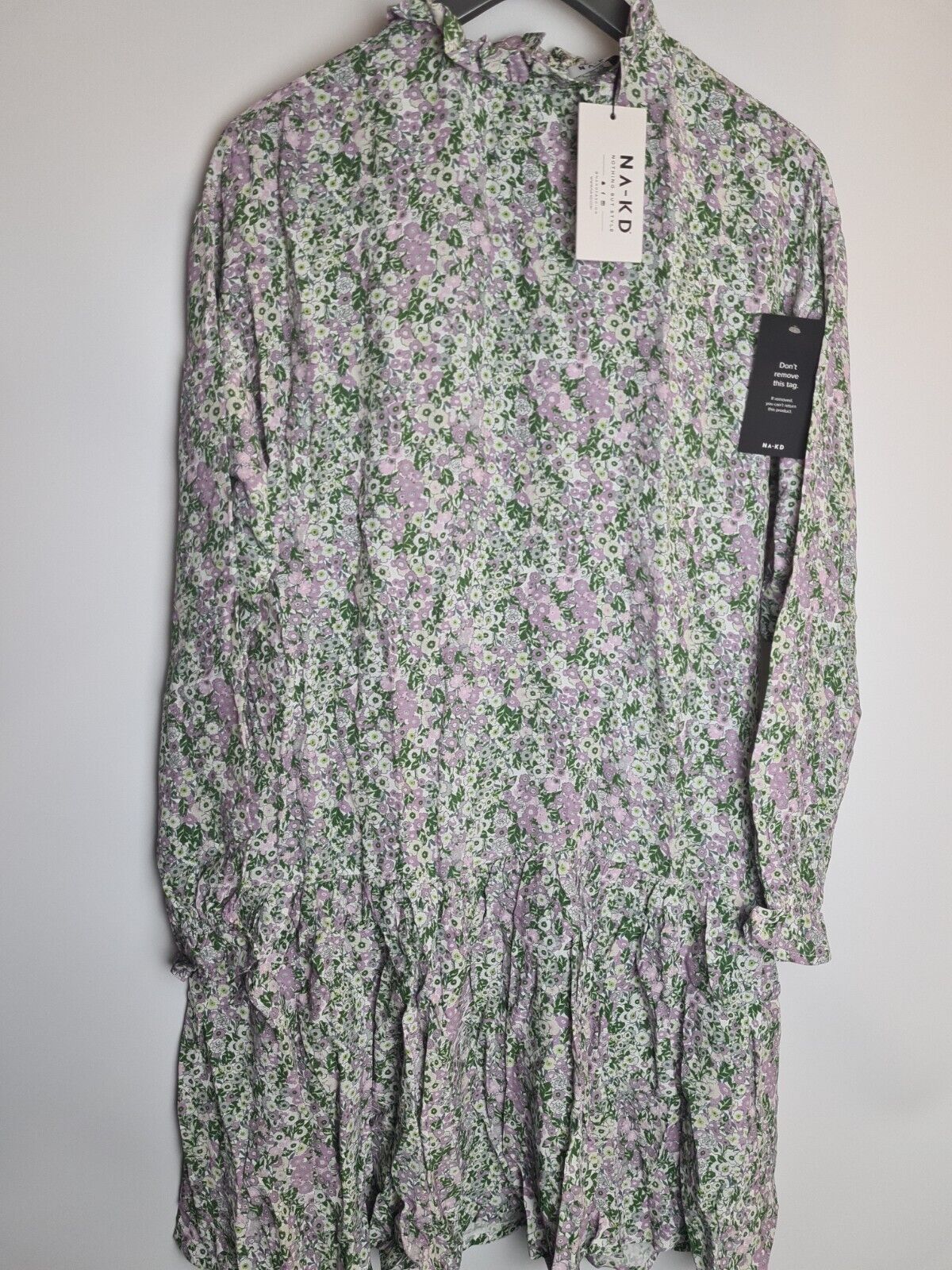 NA-KD Women's Frill Detail Floral Mini Dress UK Size 14 **** V390
