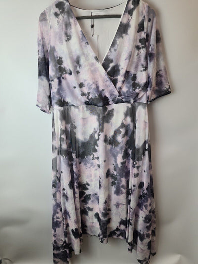 YOURS LONDON Curve Pink Marble Print Wrap Dress Size 18 **** V31Q