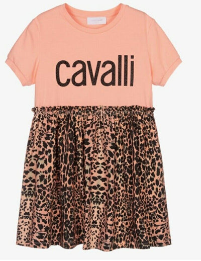 Roberto Cavalli Girls Dress Cavalli Queen- Pink/ Animal Print. Size 6yrs