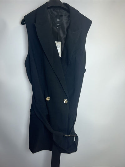 River Island Plus Black Eco Couture Sleeveless Blazer. UK 24 ****Ref V224