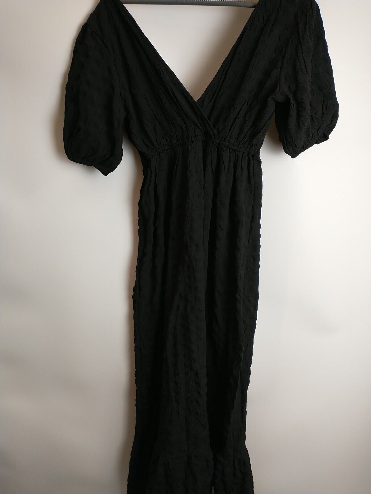 River Island Black Textured Wrap Maxi Dress Size 8 **** V112