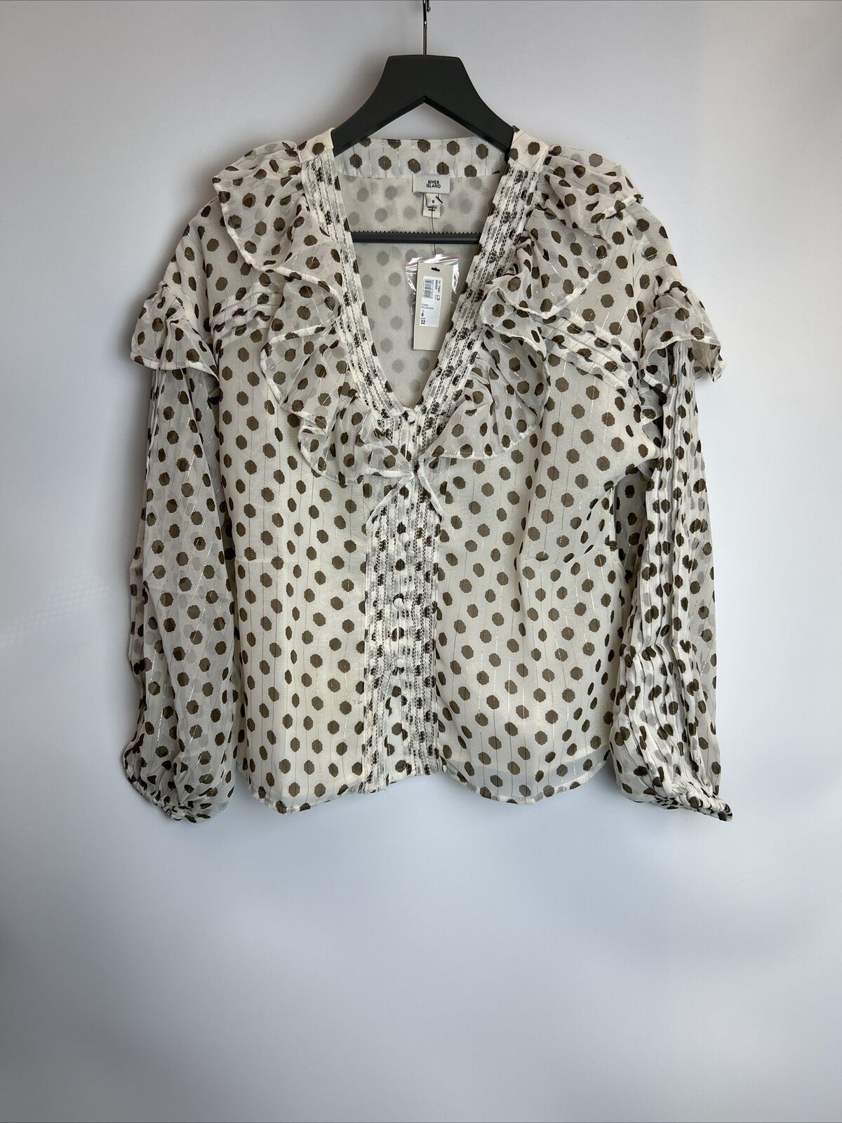 River Island Womens Cream Polka Dot Blouse. UK 6 **** Ref V54