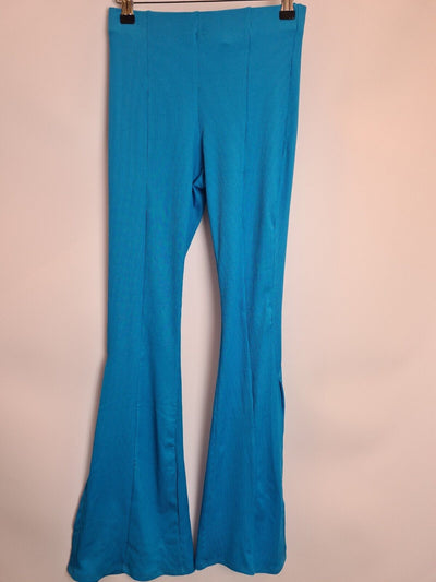 River Island Petite Bright Blue Flared Slit Trousers Size 10 **** V242
